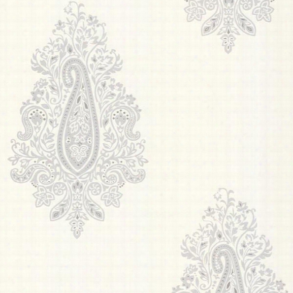 Dynasty Light Grey Paisley Wallpaper Design By Brewster Home Fashions