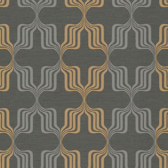 Earn Y Our Stripes Wallpaper In Black And Gold Design By York Wallcoverings