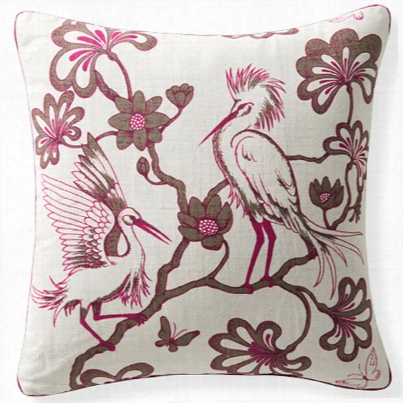 Egrets Linen Magenta Pillow Design By Florence Broadhurst