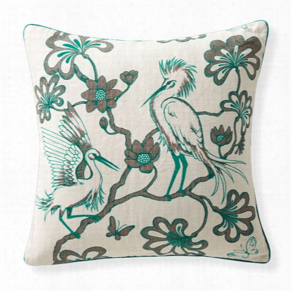 Egrets Linen Topaz Pillow Design By Florence Broadhurst