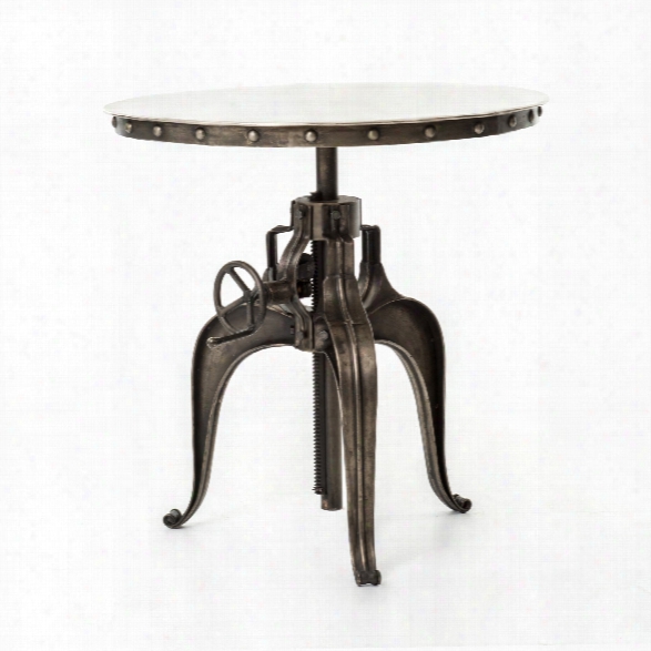 Element 30" Bistro Crank Table In Antique Nickel