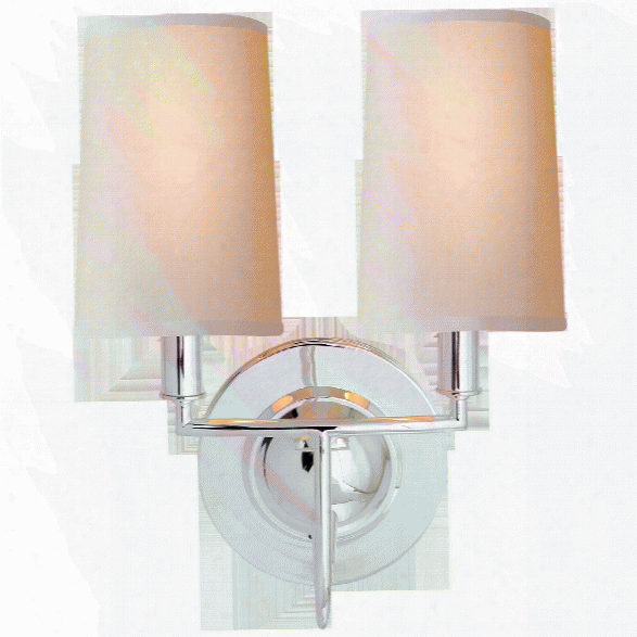 Elkins Double Sconce In Various Finishes W/ Natural Paper Shades Design By Thomas O'brien