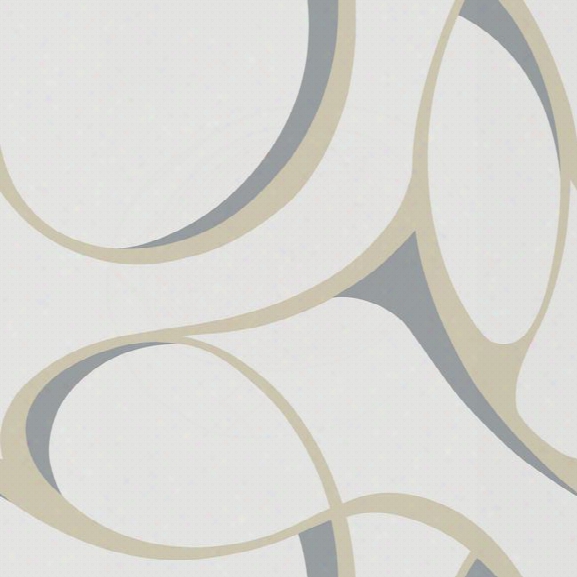 Elliptical Large Geo Wallpaper In Beige, Grey, And Metallic By York Wallcoverings