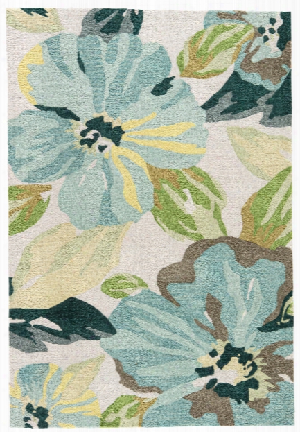 Emmy Handmade Floral Blue & Green Area Rug Design By Jaipur