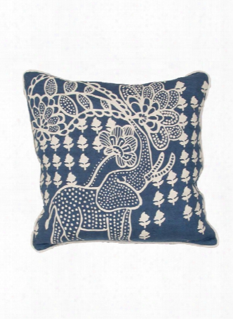 En Casa Pillow In White Asparagus & Moonlight Blue Design By En Casa