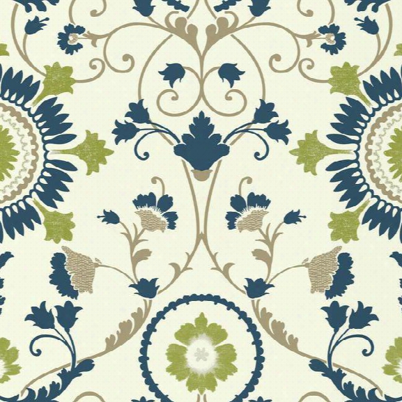 Enamel Ornament Wallpaper In Blue And Green Design By Carey Lind For York Wallcoverings