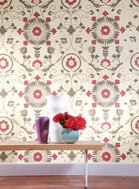 Enamel Ornament Wallpaper In Purple And Grey Design By Carey Lind For York Wallcoverings