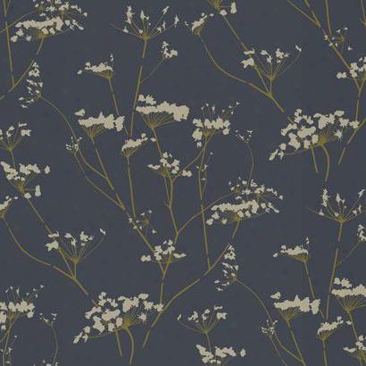 Enchanted Wallpaper In Deep Slate Blue Design By York Wallcoverings