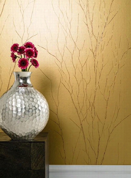 Estuary Wallpaper In Gold And Red By Antonina Vella For York Wallcoverings