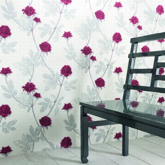 Ethan Floral Wallpaper In Red Design By Bd Wall