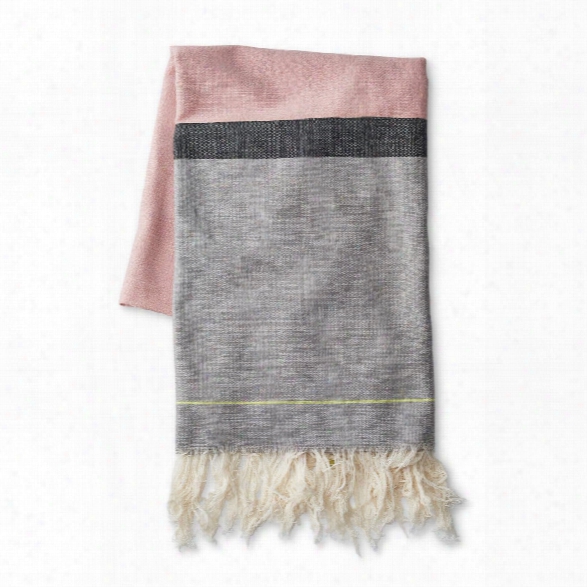 Ethiopia Light Pink & Grey Block Cotton Beach Towel Design By Far & Wide Collective