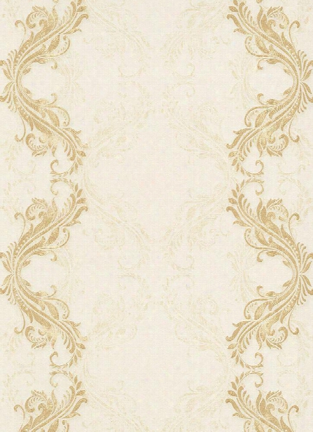 Etta Ornamental Scroll Stripe Wallpaper In Beige And Cream Design By Bd Wall