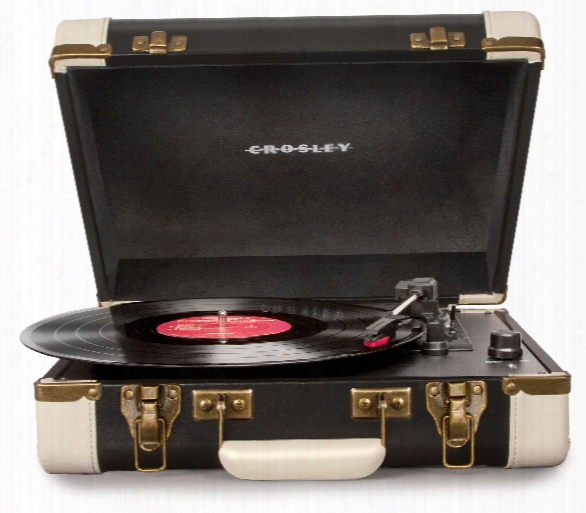 Executive Portable Usb Turntable In Black & White Design By Crosley