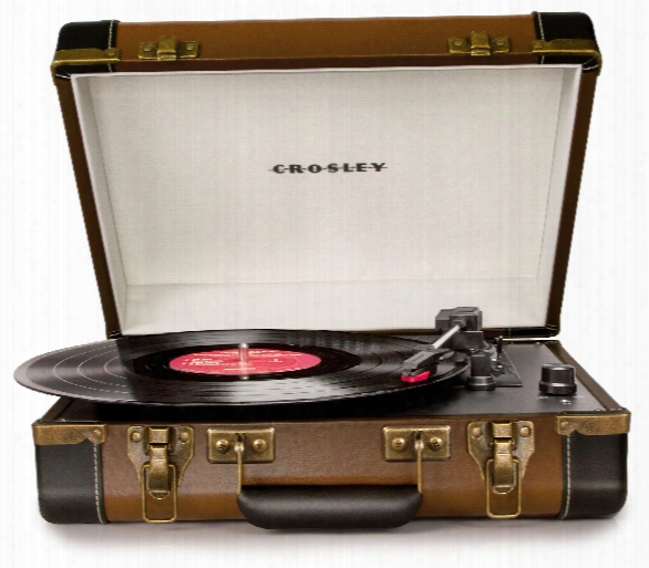 Executive Portable Usb Turntable In Brown & Black Design By Crosley