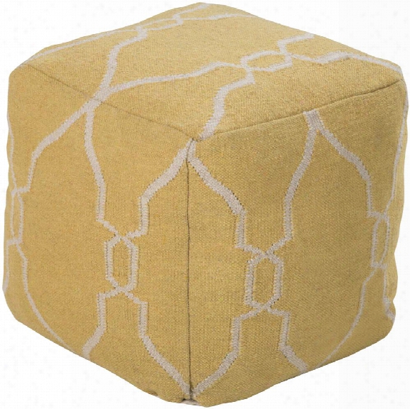 Fallon Pouf In Bright Yellow & Cream Design By Jill Rosenwald