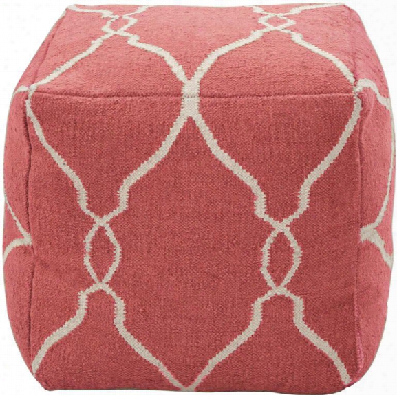 Fallon Pouf In Paprika & Ivory Design By Jill Rosenwald