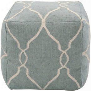 Fallon Pouf In Teal & Cream By Jill Rosenwald