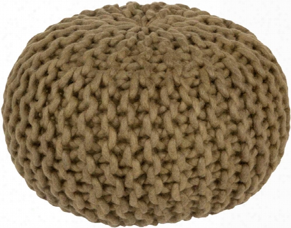 Fargo Wool Pouf In Dark Green Color