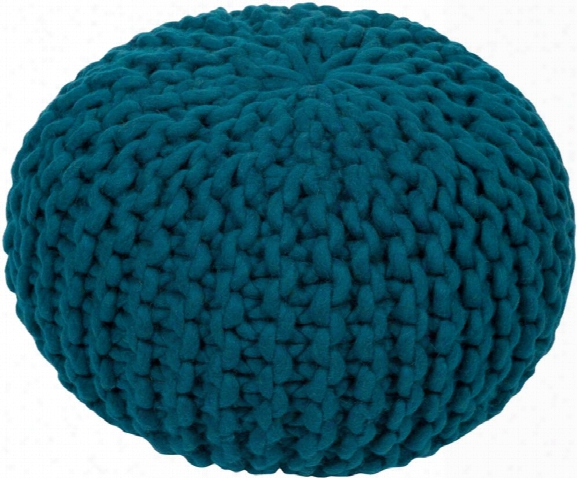 Fargo Wool Pouf In Teal Color