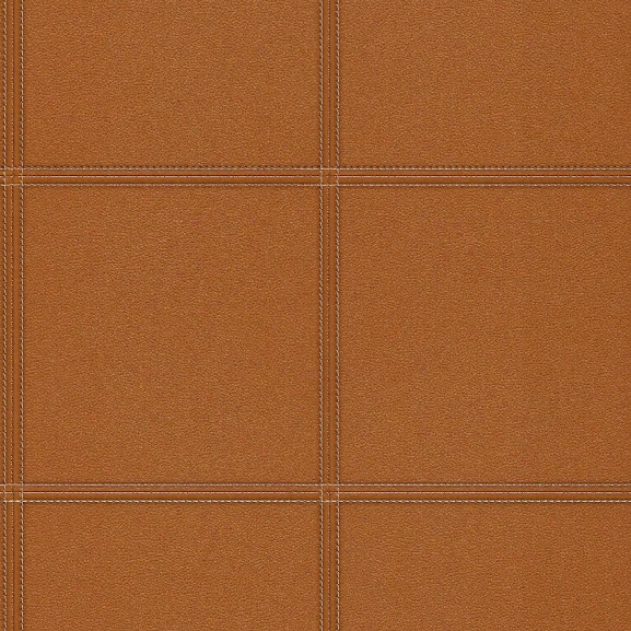 Faux Leather Tile Wallpaper In Cognac By Bd Wall
