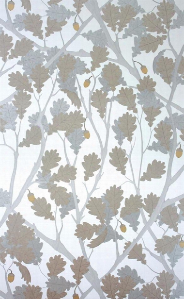 Feuille De Chene Wallpaper In Ivory And Gilver From The Cabochon Collection By Osborne & Little