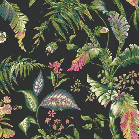 Fiji Garden Wallpaper In Green And Black Design By York Wallcoverings