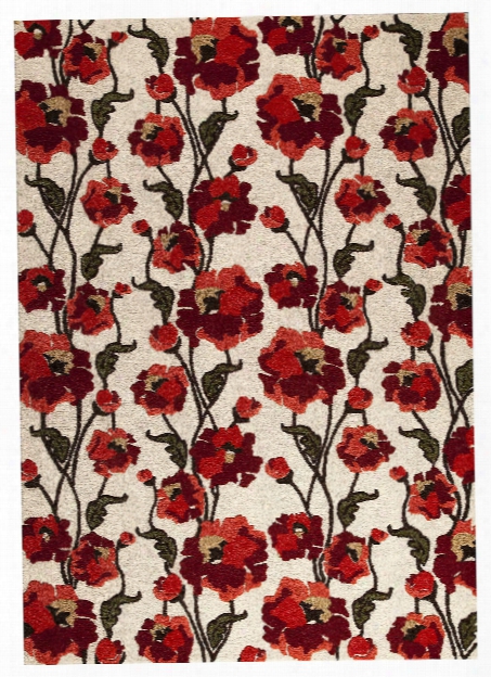Fiore Collection Hand Tufted Wool Area Rug In White And Red Design By Mat The Basics