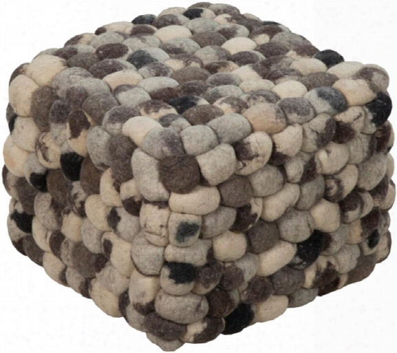 Flagstone Wool Pouf In Charcoal And Taupe Color