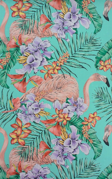 Flamingo Club Wallpaper In Jade And Lavender By Matthew Williamson For Osborne & Little