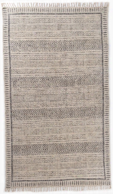 Flatweave Faded Block Print Rug In Faded Black