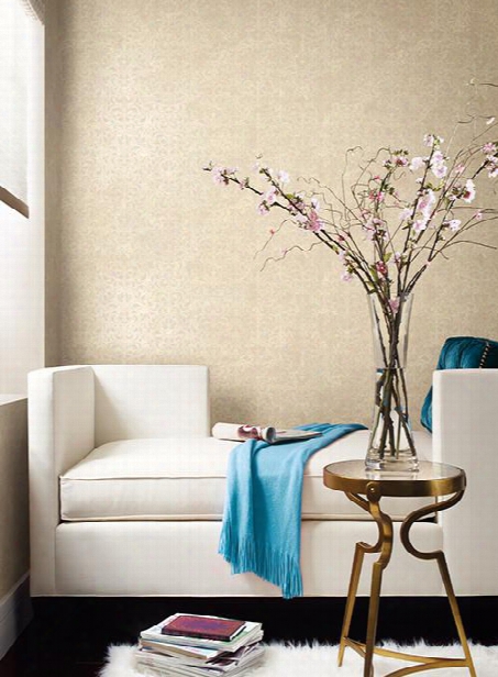 Allover Scroll Wallpaper In Beige Design By York Wallcoverings