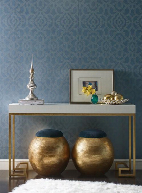 Allure Wallpaper In Dark Blue Design By Candice Olson For York Wallcoverings