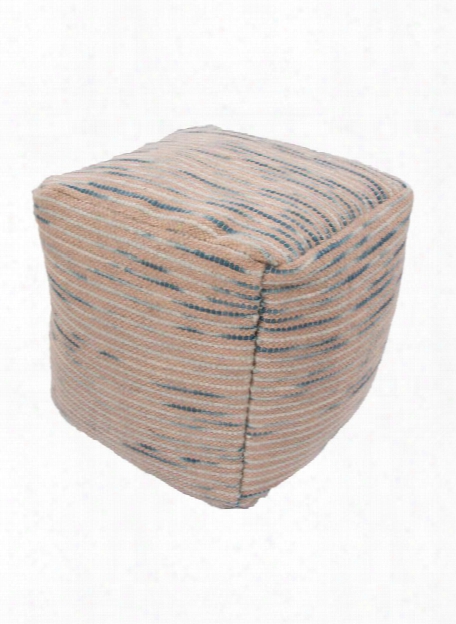 Alma Pouf In Sand Shell & Mallard Blue Design By Jaipur