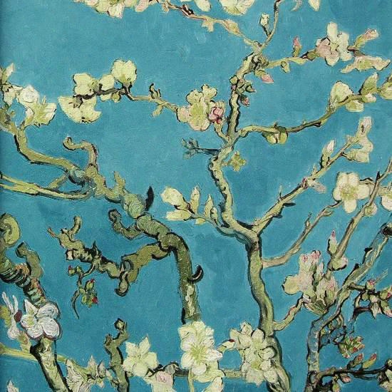 Almond Blossom Wallpaper In Turquoise From The Van Gogh Collection By Burke Decor