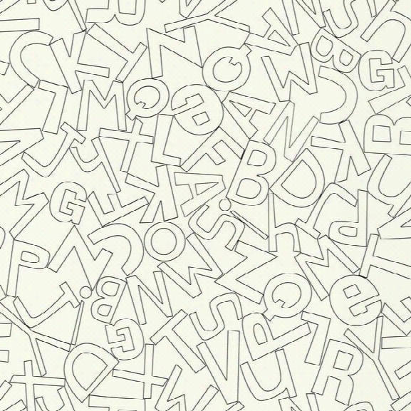 Alphabet Soup Wallpaper In Black And White By York Wallcoverings