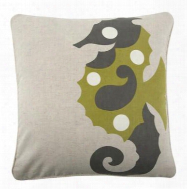 Amalfi Seahorse 18" Pillow In Citron Design By Thomas Paul