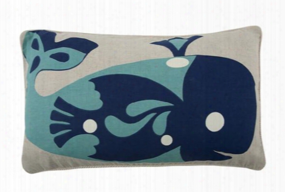 Amalfi Whale 12" X 20" Pillow In Aqua Design By Thomas Paul