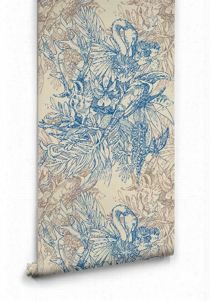 Amazonia Boutique Wallpaper In Blue By Milton & King