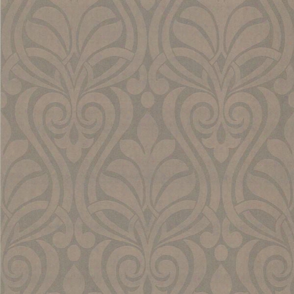 Amiya Brown New Damask Wallpaper From The Luna Collection By Brewster Home Fashions