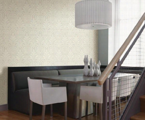 Amiya Pewter New Damask Wallpaper From The Luna Collection By Brewster Home Fashions