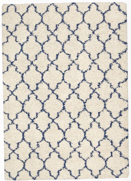 Amore Collection Shag Area Rug In Ivory And Blue Design By Nourison