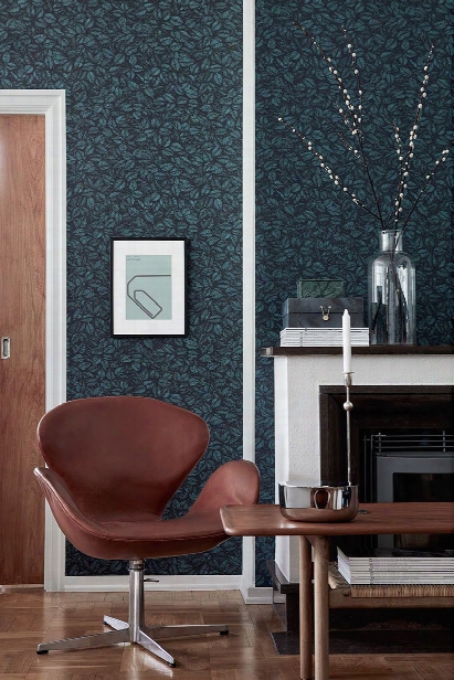 Amorina Teal Leaf Wallpaper From The Scandinavian Designers Ii Collection By Brewster