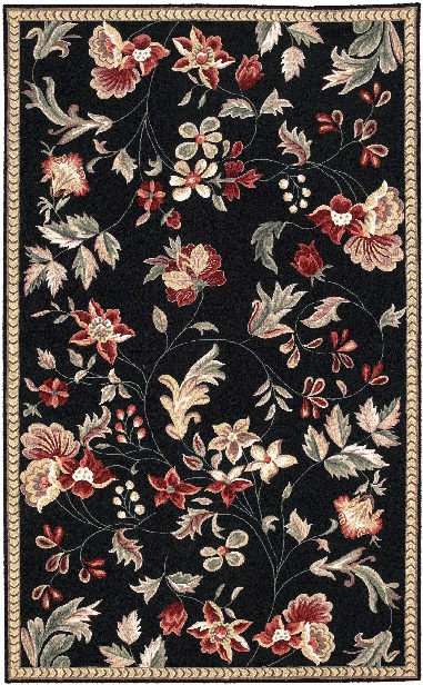 Flor Rug In Black & Burgundy Design By Surya