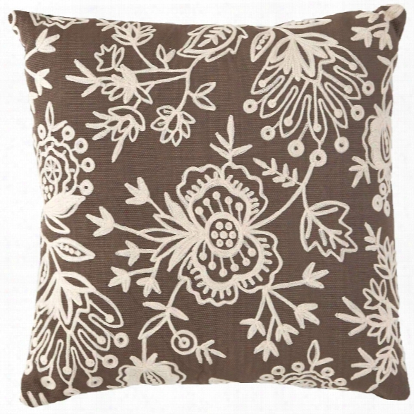 Flora Crewel Charcoal Indoor/outdoor Pillow Design By Fresh American