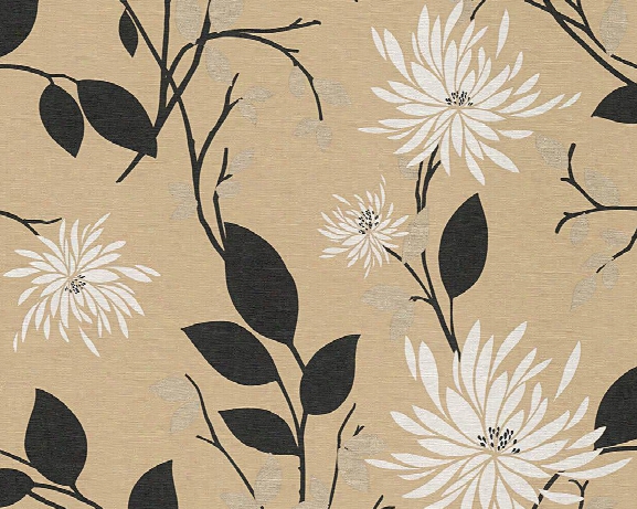 Floral Modern Nature Wallpaper In Browns And Black Design By Bd Wall