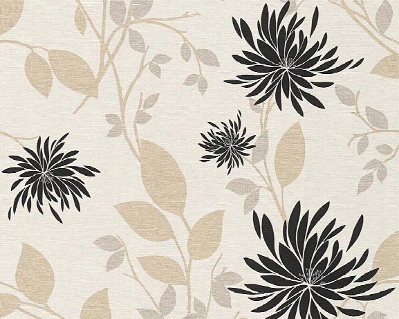 Floral Modern Nature Wallpaper In Cream And Black Design By Bd Wall