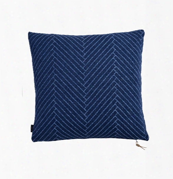 Fluffy Herringbone Pillow In Dark Blue Design By Oyoy