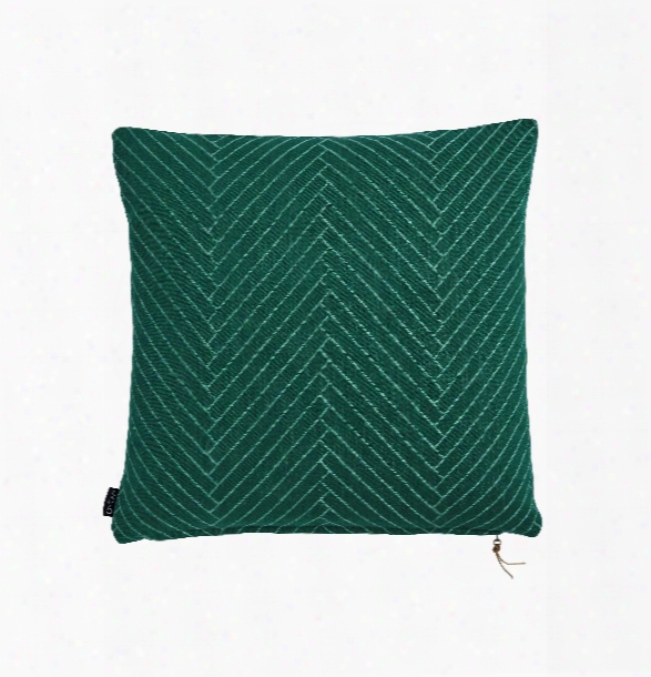 Fluffy Herringbone Pillow In Dark Green Design By Oyoy