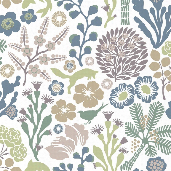 Flytta Green Fauna Wallpaper From The Wonderland Collection By Brewster Home Fashions