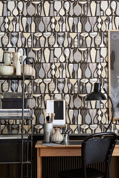 Folk Black Pottery Wallpaper From The Scandinavian Designers Ii Collection By Brewster Home Fashions